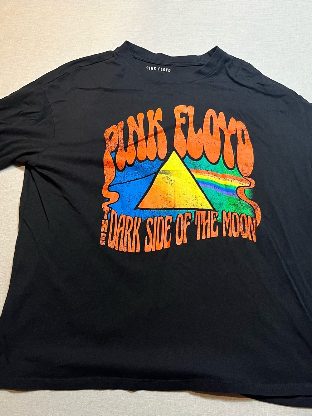 Pink Floyd Black Long Sleeve Tee with Orange & Multicolor Prism Graphic